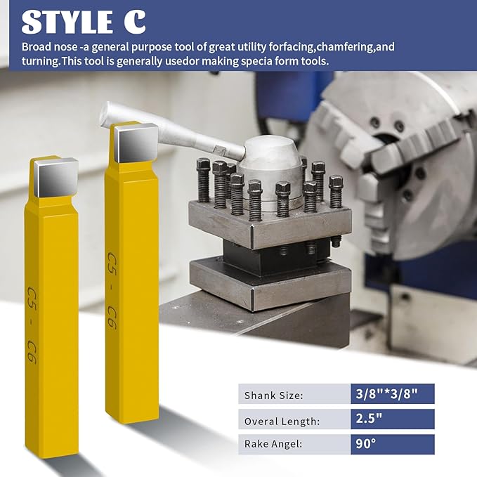 38PCS 3/8" Metal Lathe Cutting Tools,C-6 Carbide Tip Cutter Tool Bit Cutting Set,Milling Welding Bit Lathe Cutting Tool Kit