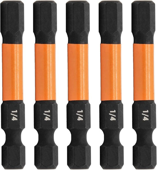 Hex 1/4" Impact Driver Bit - Railer Allen Wrench Drill Hex Bits. 1/4 Quick Release S2 Steel 2 inch 1/4" Hex Bits. (5 Pack)