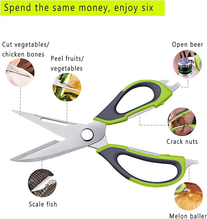 Kitchen Scissors All-Purpose Heavy Duty, Poultry Shears with Strong Magnet Knife Holder, Stainless Steel Removable Safe Blade, Kitchen Shears For Food, Cutting Meat, Herbs, Poultry, Bones
