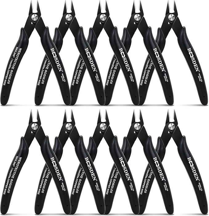 170 Wire Cutters, 10 Pack, Flush Cut Pliers 5 Inch, BOOSDEN Micro Wire Cutters Diagonal Cutting Pliers, Flush Cutter for Jewelry Making, Wire Snips Nippers for Artificial Flowers, Crafts, Zip Ties
