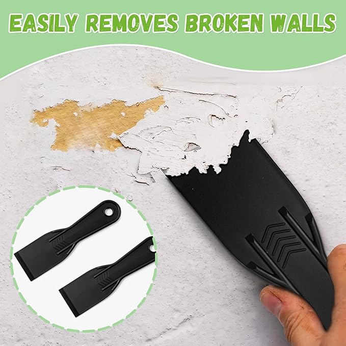 12 Pcs Black 2 Inch Plastic Putty Knife, Painting Scraper for Spackling Patching, Flexible Putty Knives, Small Putty Knife for Wall Scratching Spreading Painting (Black)