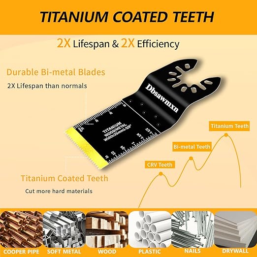 35PCS Multitool Blades Metal Cuts, Quick Release Oscillating Tool Blades for Metal Wood Nails Drywall Cutting, DIY and Pro Saw Blades Set Compatible with Dewalt Milwaukee Ryobi Dremel