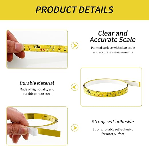 2Pcs Steel Self-Adhesive Measuring Tape, Imperial & Metric Tape Measure Sticker Ruler, Left to Right and Right to Left Stick on Tape Measure for Workbench, Woodworking, Saw & Drafting, 410cm/161Inch