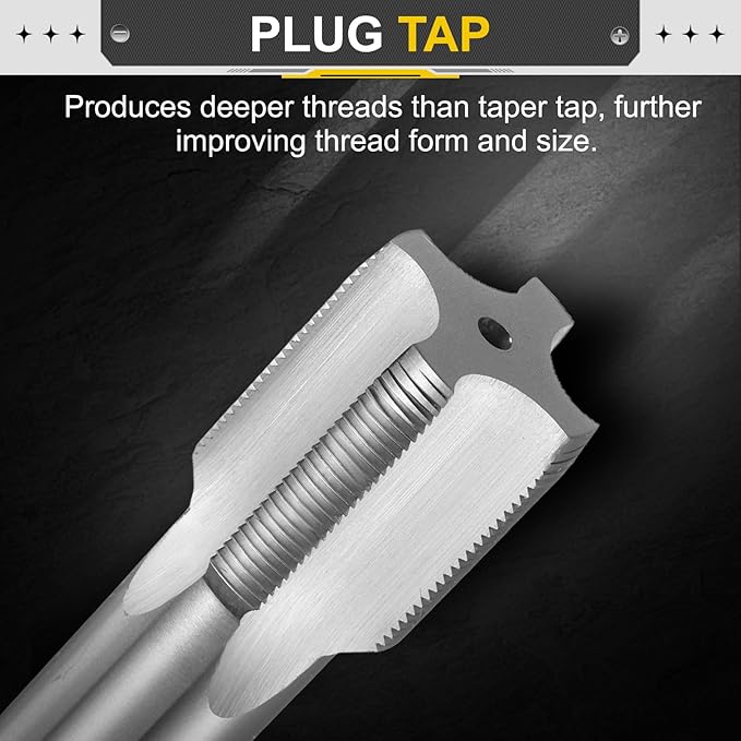 uxcell Hand Plug Tap M34 x 1.5 H2 Metric Thread Plug Style Taps Straight Flute Screw Tapping Threading Tool High Speed Steel HSS6542
