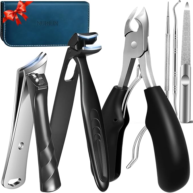 Long Handled Toenail Clippers for Seniors Thick Toenails, Heavy Duty Large Toe Nail Clippers for Thick Nails for Men, Ultra Sharp Slanted Ingrown Toenail Clippers, 6PCS