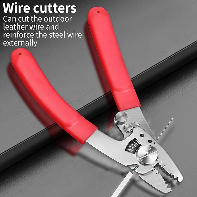 2-piece kit Fiber Optic Stripper & Fiber optic cleaning clip 7-in-1 Functions Fiber Optic Stripping Pliers, 5G/4G Stripping Holes And Fiber Optic Scissors, For Network/Coaxial/Fiber Optic Cables