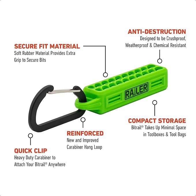Allen Wrench Hex Bit Set - Railer 2 Inch Impact Driver 20pc Hex Bit Set With A Bit Holder & Carabiner. Premium S2 Steel, Ideal For Furniture Screws