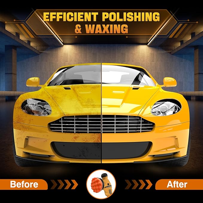 Cordless Buffer Polisher Kit for Dewalt 20V Battery (No Battery), 6-Inch Orbital Car Polisher Variable Speed 1800??500 RPM, 17PCS Polishing Accessories, for Car Polishing/Waxing (Tool Only)