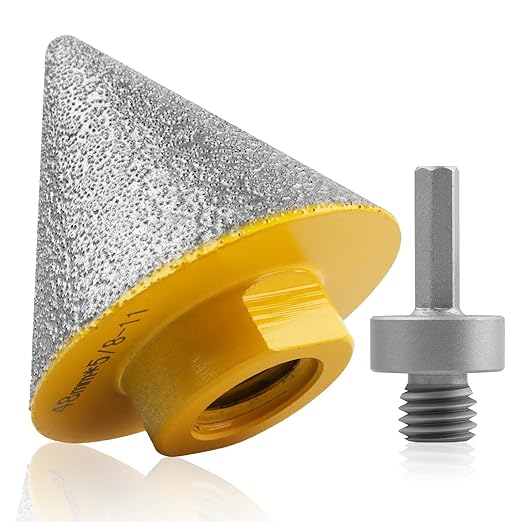 Diamond Beveling Chamfer Bit, Diamond Countersink Drill Bit for 1-7/8"(48mm) Hole Enlarging Trimming Grinding in Tile, Marble, Glass, Granite, Ceramic with 5/8-11" Thread Adapter