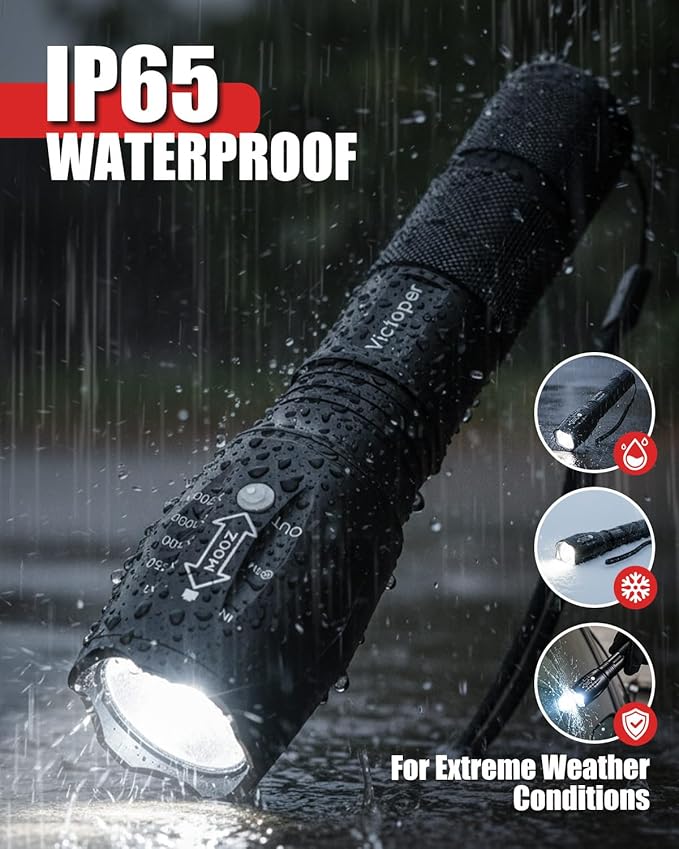 Victoper LED Flashlight 2 Pack, Bright Tactical Torch High Lumens with 5 Modes, Waterproof Zoomable Flash Light, Christmas Stocking Stuffers Gifts for Men, Hunting Camping Essentials Gear