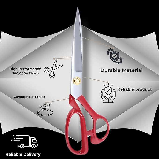 Professional Fabric Scissors 8'' - Heavy Duty Sewing Shears with High Carbon Steel Blades for Precise Cutting, Tailoring,Crafts, Industrial Strength Use, Sharp Precision Dressmaking Tools