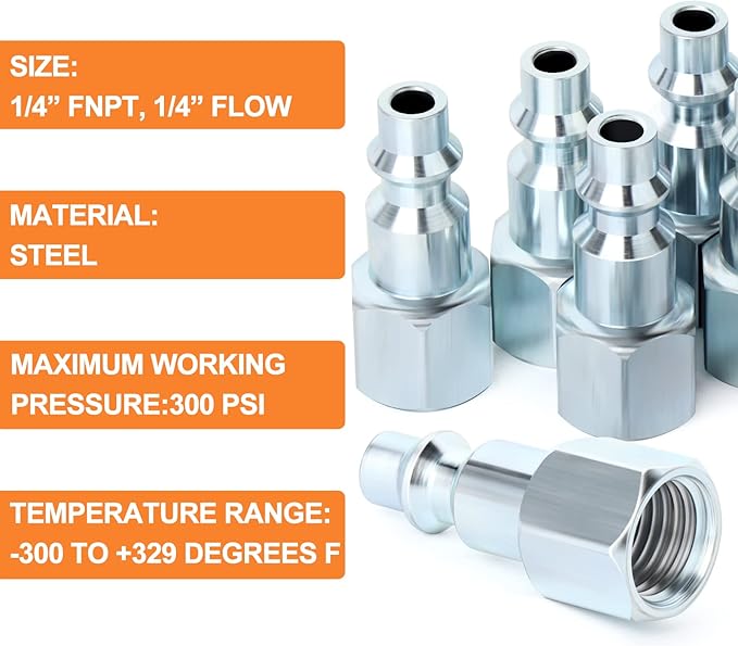 GASHER 1/4-Inch NPT Female Industrial Air Plug, Pneumatic Plugs 300PSI (30-Pack)