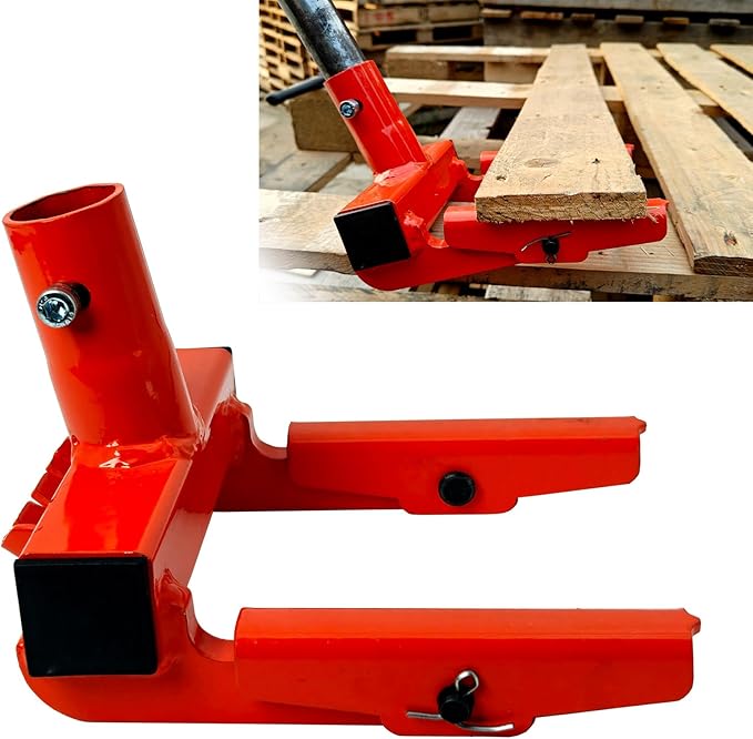 Pallet Buster Tool, Deck Board Remover for Demolition, Wrecker Pry Bar with Nail Remover (NO Handle), Articulating Pivoting Head Deck Wrecking bar, Orange (PBT-AP01)