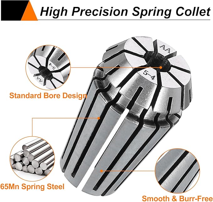 HARFINGTON Spring Collet Chuck ER16 5mm 65Mn Spring Steel Precision Router Collets for CNC Engraving Milling Lathe Tool