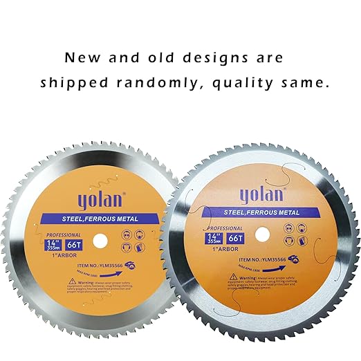 Yolan 14” Circular Saw Blade with 66 Teeth, Cermet Carbide Tipped, 1 Inch Arbor for TCT Miter Saw Blade, Cermet Tip,Cutting Metal & Steel