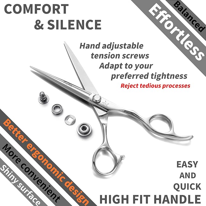 High-end Professional Extremely Very Sharp Barber Hair Cutting Scissors Hairdresser Shears For Hair 5.5 Inch Haircut Scissor Made Of Stainless Steel Alloy For Hairdressing Salon and Home Use