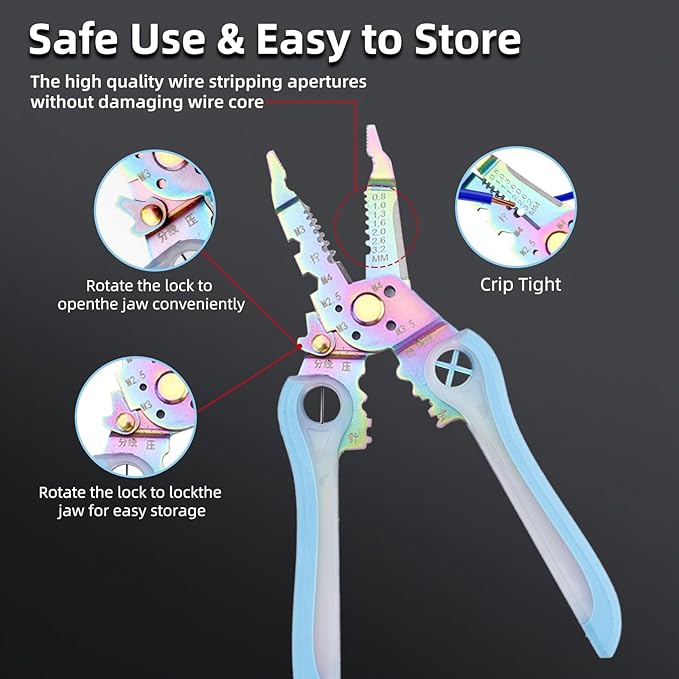 BONNEAIDE Small Wire Stripper/Crimper/Cutter, Electrical Pliers, Cutting/Crimping/Stripping Multi Tool, Electricians Tools