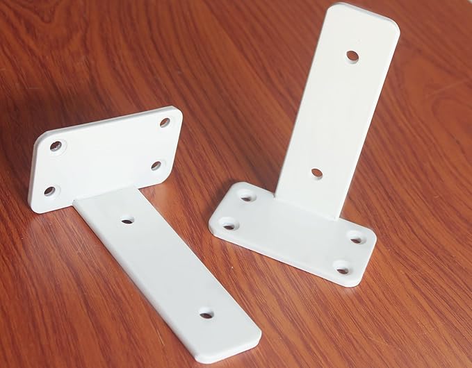 12 Pack - 5 inch White Hidden L Shelf Bracket (1/5 Inch Thicked) Iron Floating Shelf Brackets Rustic Industrial Metal Brackets for Shelf Support
