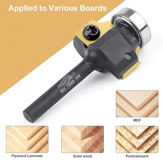 3/16" Radius Insert Roundover Router Bit 1/4" Shank, Replaceable Carbide Insert Edge Forming Roundover Bit Bead Rounding Over Edging Bit Wood CNC Router Bits