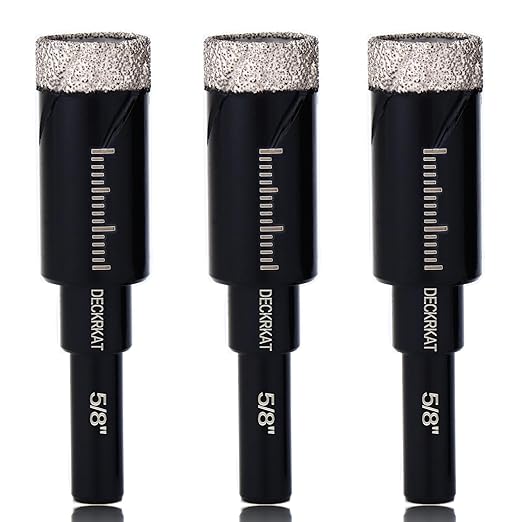 3 Packs Dry Diamond Drill Bits Set 5/8" 16mm Vacuum Brazed Diamond Hole Saws for Granite Tile Ceramic Marble Stone Glass and More Hard Materials (not for Wood), Round Shank with Storage Case