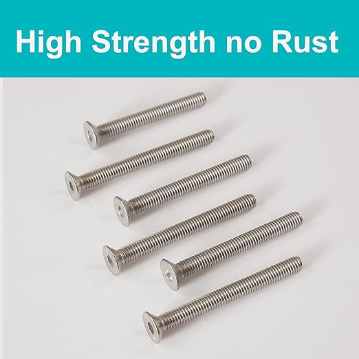 M6-1.0 x 100mm 10PCS Flat Head Hex Socket Cap Screws, Countersunk Bolts, Stainless Steel 304, Metric Allen Drive, Fully Threaded, Bright Finish