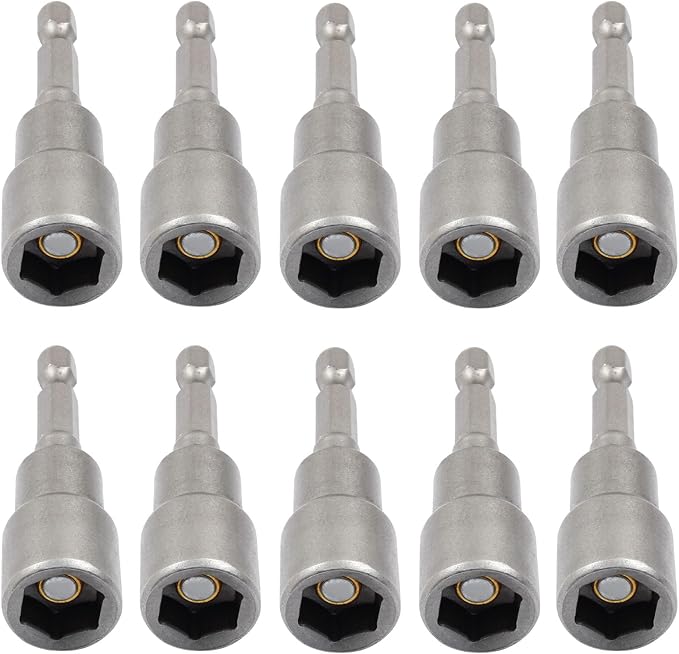Litoexpe 10 Pcs 7/16 Inch Hex Magnetic Power Hex Nut Driver Magnetic Extension Socket Drill Bit Set, Quick Change Socket Nut Impact Driver for Electric Drill