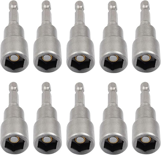 Litoexpe 10 Pcs 7/16 Inch Hex Magnetic Power Hex Nut Driver Magnetic Extension Socket Drill Bit Set, Quick Change Socket Nut Impact Driver for Electric Drill