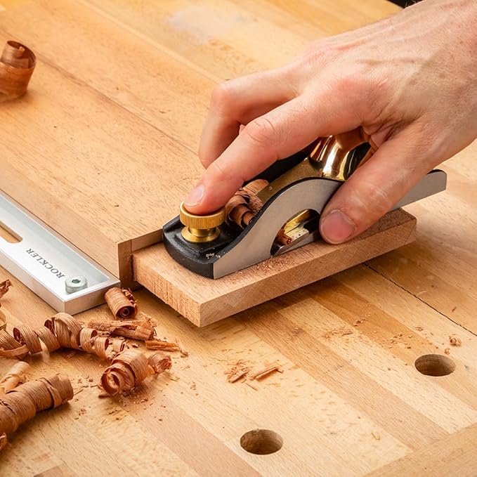 Bench Dog Rabbeting Block Plane – Hand Planer for Wood, Rabbet Plane for Woodworking, Full-Width Blade for Tenons & Clean 90° Corners