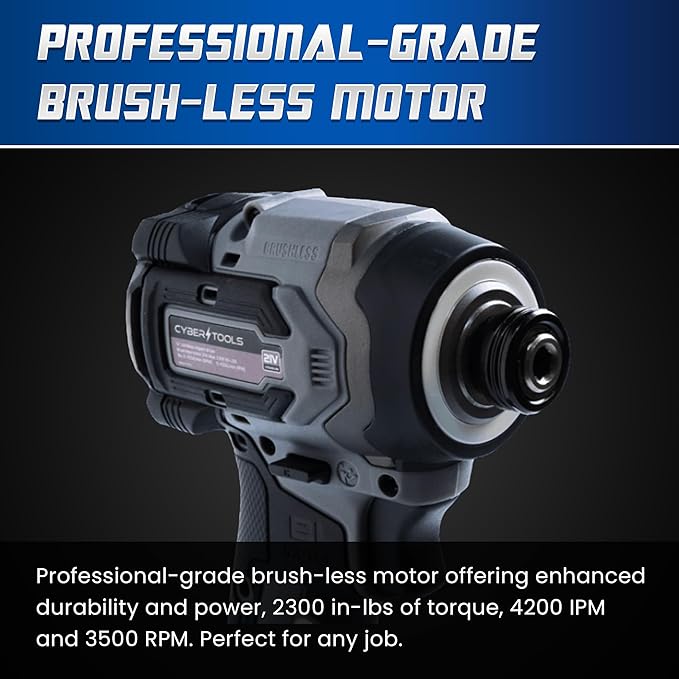 21V Brushless Cordless Driver, Compact and Light Weight, 230Nm Max Torque, 4000 IPM, 3200 RPM with LED Light, 2 Batteries 2000mAh, Charger, and Case Included