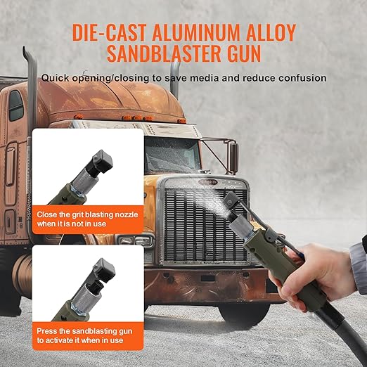 Sand Blaster VEVOR 10Gal Pot Sandblaster, 125 Psi Pressure Sand Blasting Complete Kit for Paint, Stain, Rust Removal and Special Surface Treatment of Material