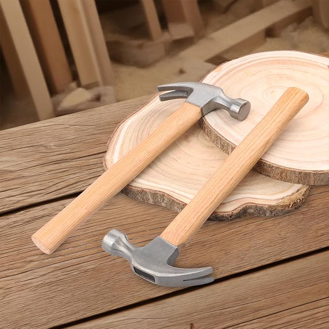 4 Pack 16 Ounce Claw Hammer with Wooden Handle, Durable Forged Steel Heads, Wooden Claw Hammer, Nail Hammer for Carpentry, Framing, Demolition & More