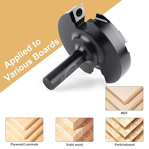 CNC Spoilboard Surfacing Router Bit,1/2 Inch Shank 3 Inch Cutting Diameter, 2+2 Carbide Inserts Slab Flattening Router Bit Planer Bit for Wood Spoil Board Planing