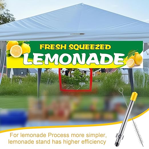 Lasnten 1 Pack Straw Puncher for Plastic Lids Lemonade Cups, Stainless Steel Straw Hole Puncher Punching Tools for Cafe Drinks Deli Container Fresh Squeezed Lemonade Stand Supplies(6.3 Inch,Yellow)