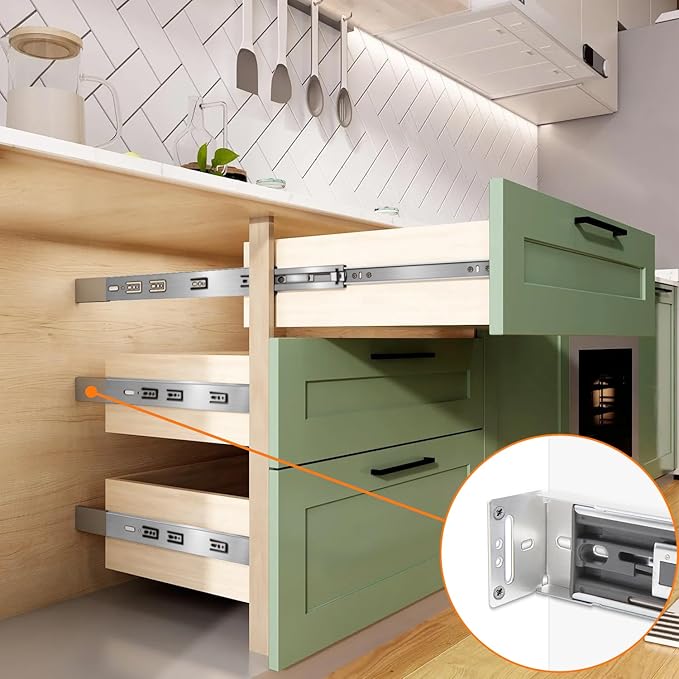 2 Pairs | Rear Mounting Brackets for Face Frame Cabinets - Compatible with HBL' 1.77 Inch (45mm) Width Drawer Slides, 0 to 3.5 Inch Adjustable.
