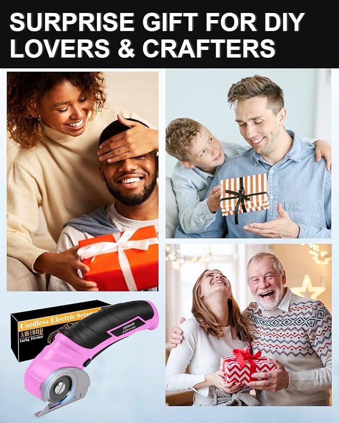 Stocking Stuffer for Women Gifts - Cordless Electric Scissors Cardboard Cutter Power Tools for Men Heavy Duty Box Shears with Safety Lock for Cardboard, Crafting, Carpet, Leather