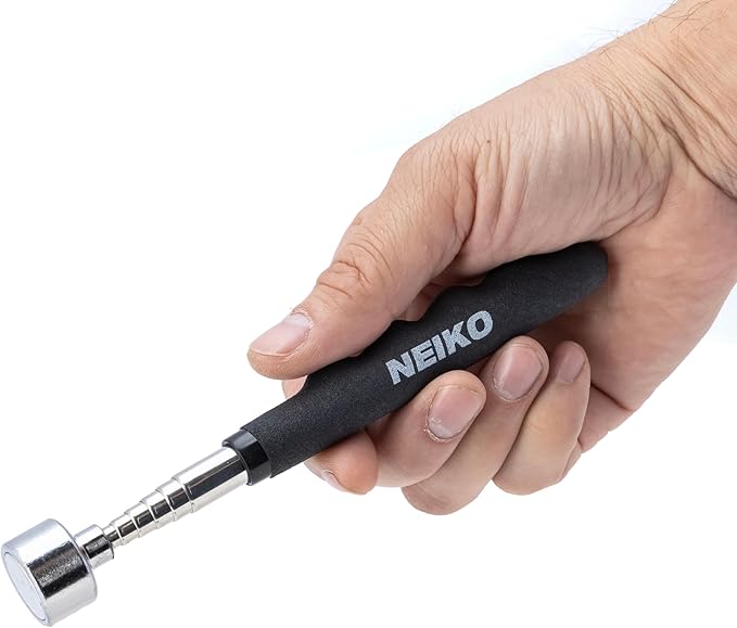 NEIKO 25 Lb Telescoping Magnetic Pickup Tool, 30" Extendable, Silver Stainless Steel, Cylindrical, 1" Head, 25 Lb Pull Force