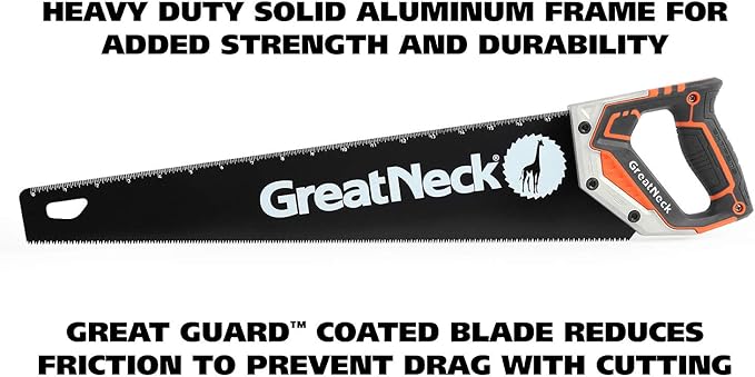 GreatNeck 74004 20 Inch Hand-Saw, 20" Saw for Wood-Cutting, Tri-Bevel Teeth, SK-5 Steel Blade for Wooden and Plastic Jobs, Handsaw with Anti-Slip Comfort Handle