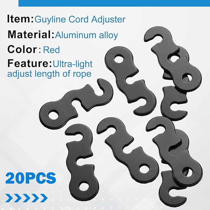 SATINIOR Guyline Tensioner Aluminum Alloy Tent Cord Paracord Tensioner Guy Line Rope Adjusters Cord Tighteners for Outdoor Tent Camping Hiking Accessories