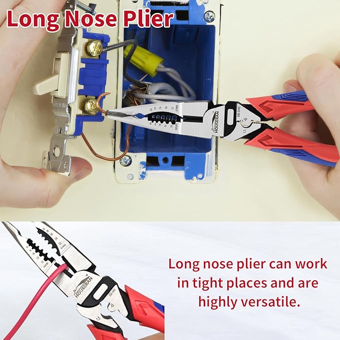 5-Piece Pliers Set with Case Including 8-In and 10-In Slip Joint Plier, 8.4??Needle Nose Plieres, 8.4??Linesman, 8.6??Diagonal Wire Cuters for DIY & Home Use