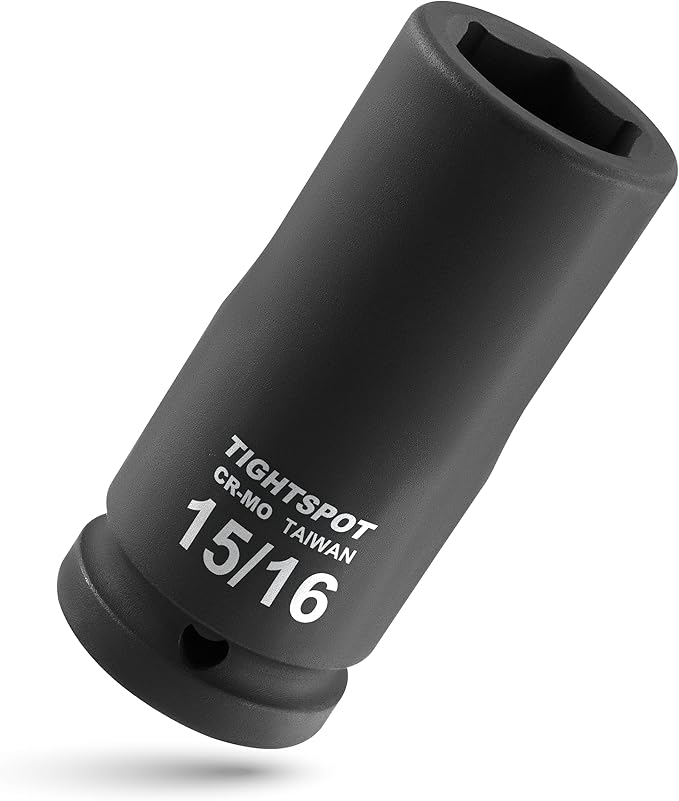 TIGHTSPOT 3/4" Drive 15/16 Inch SAE Deep Impact Socket Heavy Duty CR-MO Jumbo Socket 6 Point Automotive Truck and Heavy Equipment Repair