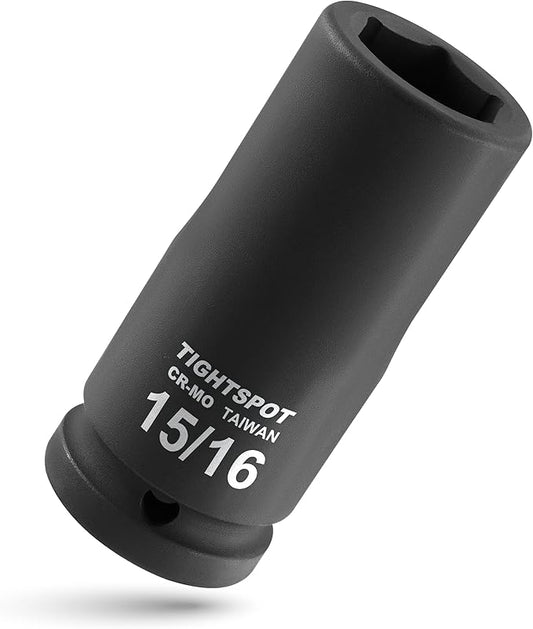 TIGHTSPOT 3/4" Drive 15/16 Inch SAE Deep Impact Socket Heavy Duty CR-MO Jumbo Socket 6 Point Automotive Truck and Heavy Equipment Repair