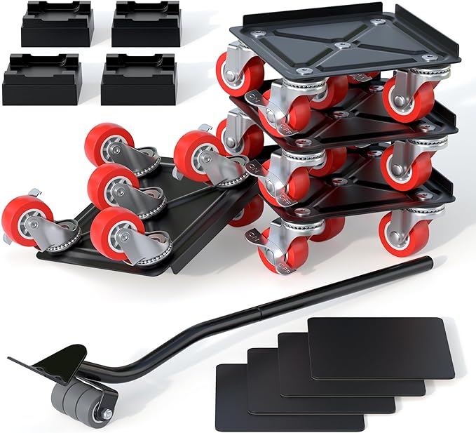 Fivepears Furniture Lift Mover Tool Set-3000 lb,5-Wheel Heavy-Duty Furniture Dolly with Handle,360째Swivel Casters Trolley-Ideal for Moving Heavy Machinery, Equipment, Pianos, Couches and Carpeted