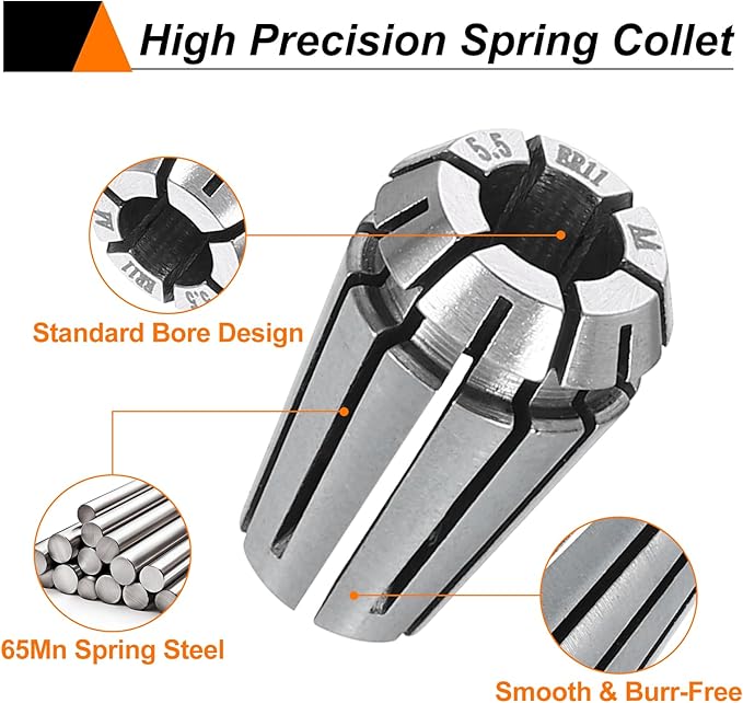 HARFINGTON Spring Collet Chuck ER11 5.5mm 65Mn Spring Steel Precision Router Collets for CNC Engraving Milling Lathe Tool