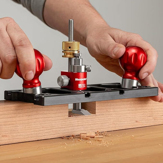 Woodpeckers Router Plane, Precision Woodworking Tool for Joinery, 3 Mount Positions, Zero-Backlash Thumbwheel, Spear & Straight Blades, Ductile Iron Base - WRP