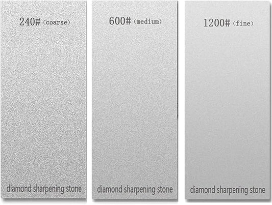 3 PCS Diamond Sharpening Stone Diamond Knife Sharpener Plate Honing Whetstone for Knives Chisel (240#+600#+1200#)