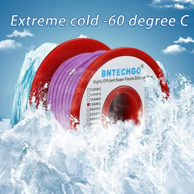 BNTECHGO 18 Gauge Silicone Wire Spool 50 ft Purple Flexible 18 AWG Stranded Tinned Copper Wire