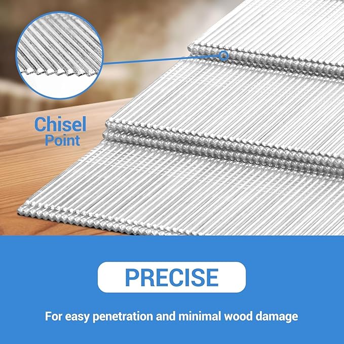meite 15 Gauge 34 Degree Angled Finish Nails, 2 Inch Leg Galvanized No-rust Finishing Nails for Nailer Gun, Glue-Collated Trim Nails for Baseboard Crown Cabinet Window Molding, 2 Boxes x 2,000PCS