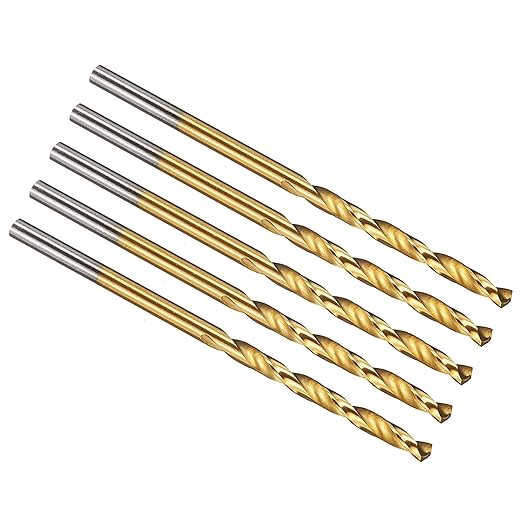 PATIKIL 2.2mm Drill Bit, M42 8% Cobalt High-Speed Steel Jobber Straight Shank 135° Titanium Nitride (TiN) Coated for Hard Metal Stainless Steel - 5 Pack