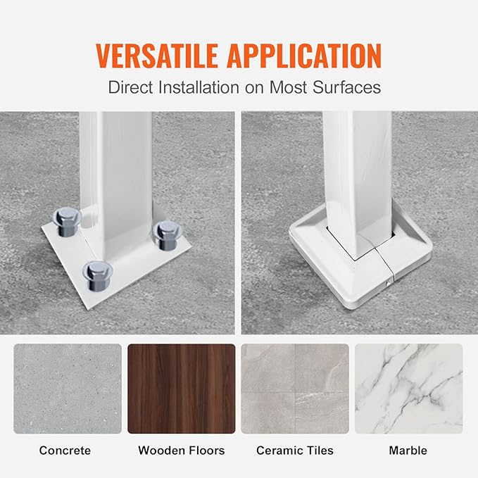 VEVOR Handrail for Outdoor Steps, 2-3 Steps White Arch#1, Adjustable Metal Staircase Railing, Thickened Stair Rails for Porch, Deck