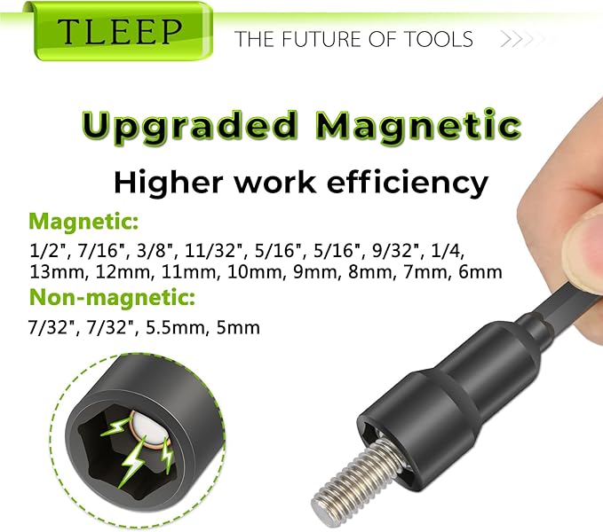 20 x Magnetic Nut Driver Set for Impact Drill + 3 x Power Drill Bit Extensions(50/100/150mm) + Storage Bag, 65MM Metric & SAE 1/4" Impact Driver Drill Bit Set, Cr-V Steel Screwdriver Socket Set
